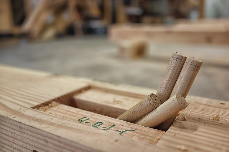 Traditional-timber-framing-wooden-pegs - Carolina Timberworks